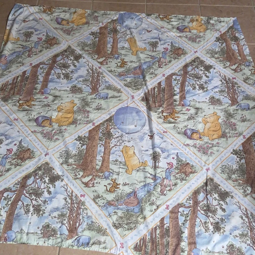 RARE Vintage Winnie the Pooh Shower Curtain Piglet Roo Eeyore Christopher Robin